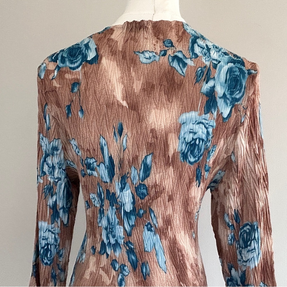 Y2K JAIPUR Asymmetric Earthy Floral Bell Sleeve Top Fairy Grunge Goblincore Sz L - Picture 13 of 16